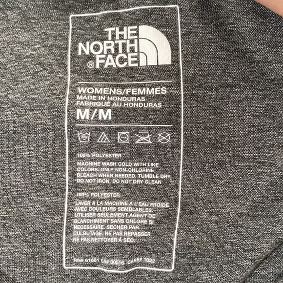 The North Face Reaxion Amp V-Neck T-Shirt medium grey and orange logo size M - Picture 9 of 9